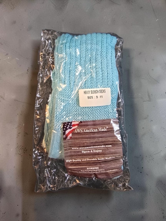 AWS Accessories - NEW AWS American Made Heavy Slouch Socks Aqua Blue Size 9-11